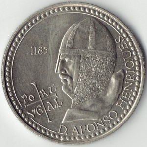 Аверс монеты Португалия, 100 эскудо, 1985, 800 лет со дня смерти Короля Альфонсо Энрике