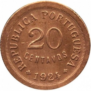Аверс монеты Португалия, 20 сентаво, 1924-1925