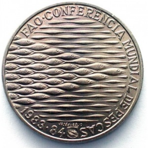 Реверс монеты Португалия, 250 эскудо, 1984, ФАО - Международная конференция по рыболовству