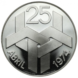 Реверс монеты Португалия, 250 эскудо, 1976, Революция гвоздик (25 de Abril 1974)