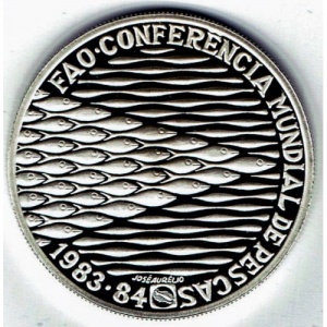 Реверс монеты Португалия, 250 эскудо, 1984, ФАО - Международная конференция по рыболовству