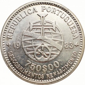 Аверс монеты Португалия, 750 эскудо, 1983, XVII Европейская художественная выставка