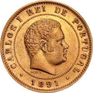 Аверс монеты Португалия, 10 реалов, 1891-1892