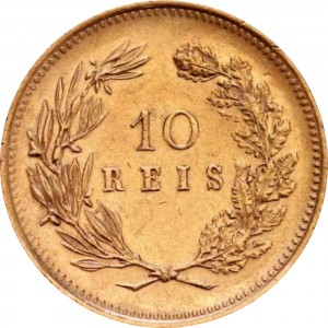 Реверс монеты Португалия, 10 реалов, 1891-1892