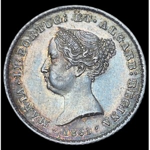 Аверс монеты Португалия, 100 реалов, 1851