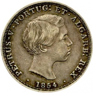 Аверс монеты Португалия, 500 реалов, 1854