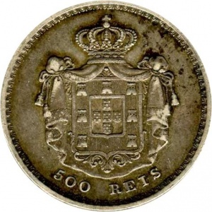 Реверс монеты Португалия, 500 реалов, 1854