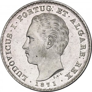 Аверс монеты Португалия, 500 реалов, 1863-1889