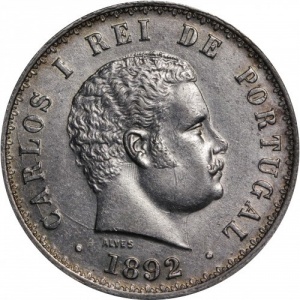 Аверс монеты Португалия, 500 реалов, 1891-1908