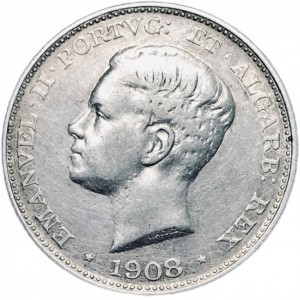 Аверс монеты Португалия, 500 реалов, 1908-1909