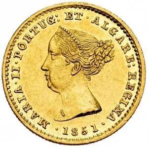 Аверс монеты Португалия, 1000 реалов, 1851