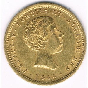 Аверс монеты Португалия, 1000 реалов, 1855