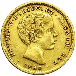 Аверс монеты Португалия, 2000 реалов, 1856-1857