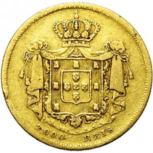 Реверс монеты Португалия, 2000 реалов, 1856-1857