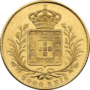 Реверс монеты Португалия, 2000 реалов, 1864-1866