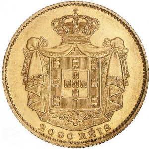 Реверс монеты Португалия, 2000 реалов, 1868-1888