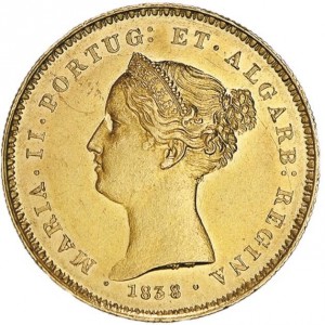 Аверс монеты Португалия, 2500 реалов, 1838
