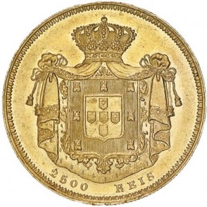 Реверс монеты Португалия, 2500 реалов, 1838