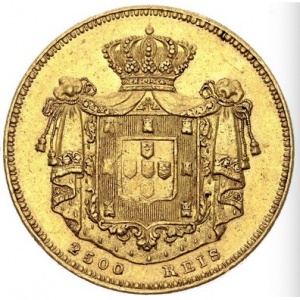 Реверс монеты Португалия, 2500 реалов, 1851