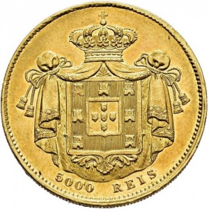 Реверс монеты Португалия, 5000 реалов, 1838