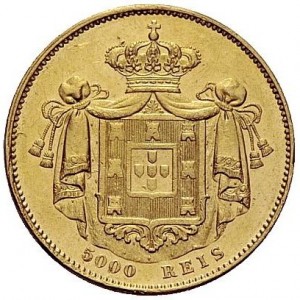 Реверс монеты Португалия, 5000 реалов, 1851