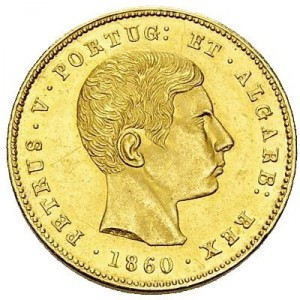 Аверс монеты Португалия, 5000 реалов, 1860-1861