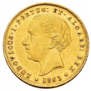 Аверс монеты Португалия, 5000 реалов, 1862-1863