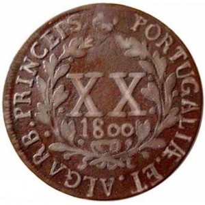 Реверс монеты Португалия, 20 реалов, 1800