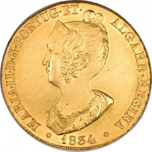 Аверс монеты Португалия, 1 песа, 1834
