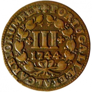 Реверс монеты Португалия, 3 реала, 1734-1744