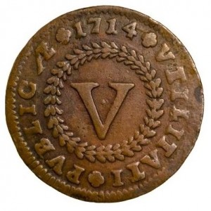 Реверс монеты Португалия, 5 реалов, 1712-1721
