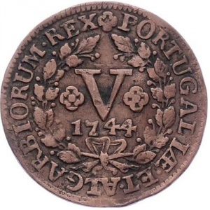 Реверс монеты Португалия, 5 реалов, 1737-1746
