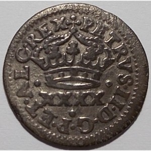 Аверс монеты Португалия, 50 реалов, 1683, Георгиевский крест с четверолистниками в углах на реверсе