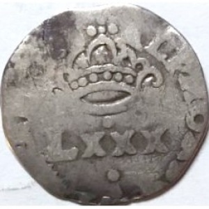 Аверс монеты Португалия, 80 реалов, 1656, Без надписи "AL VI" под короной