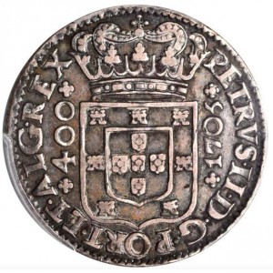 Аверс монеты Португалия, 400 реалов, 1688-1706
