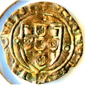 Реверс монеты Португалия, 1 цейтил, 1495, Замок с прямой стеной