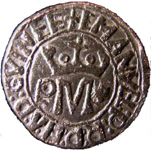 Аверс монеты Португалия, ½ рейса, 1511, "I EMAИVEL R P" на реверсе