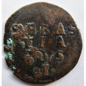 Реверс монеты Португалия, 1 рейс, 1557, "R" на аверсе