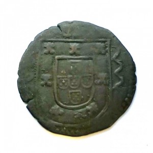 Реверс монеты Португалия, 3 реала, 1557, Щит без короны на реверсе