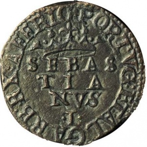 Аверс монеты Португалия, 3 реала, 1557, Щит с короной на реверсе