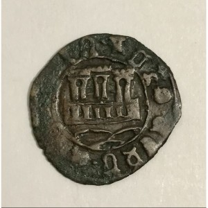 Аверс монеты Португалия, 1 цейтил, 1449, Высокая внешняя стена с колоннами и без зубцов