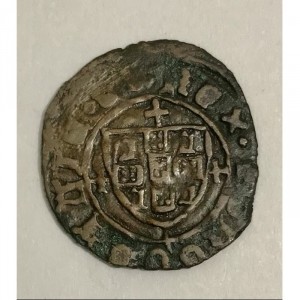 Реверс монеты Португалия, 1 цейтил, 1449, Высокая внешняя стена с колоннами и без зубцов
