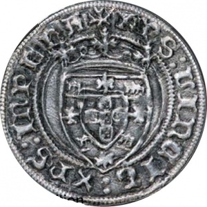 Реверс монеты Португалия, 1 леал, 1438, "L" на аверсе