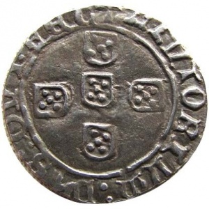 Реверс монеты Португалия, 1 чинфран, 1472, "Р" на аверсе