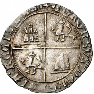Реверс монеты Португалия, 1 реал гроссо, 1475, Щит на аверсе, крест на реверсе
