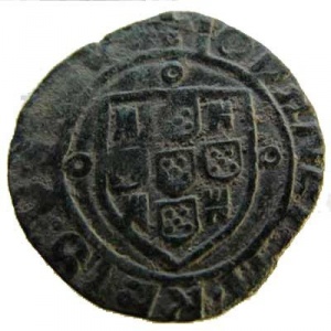 Реверс монеты Португалия, 1 цейтил, 1481, Прямая внешняя стена с зубцами
