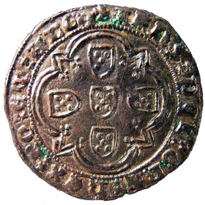 Реверс монеты Португалия, 1 реал бранко, 1415