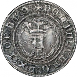 Аверс монеты Португалия, 1 леал, 1438, "L" на аверсе