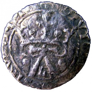 Аверс монеты Португалия, 1 чинфран, 1472, "L" на аверсе