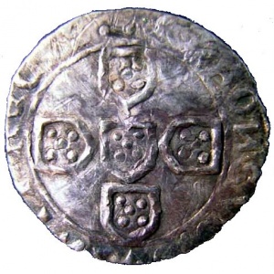 Реверс монеты Португалия, 1 чинфран, 1472, "L" на аверсе